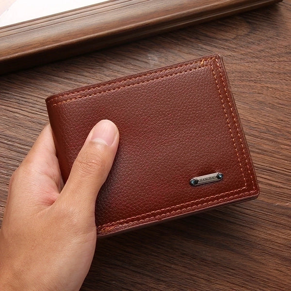 Men's Solid Color Pu Leather Open Wallets