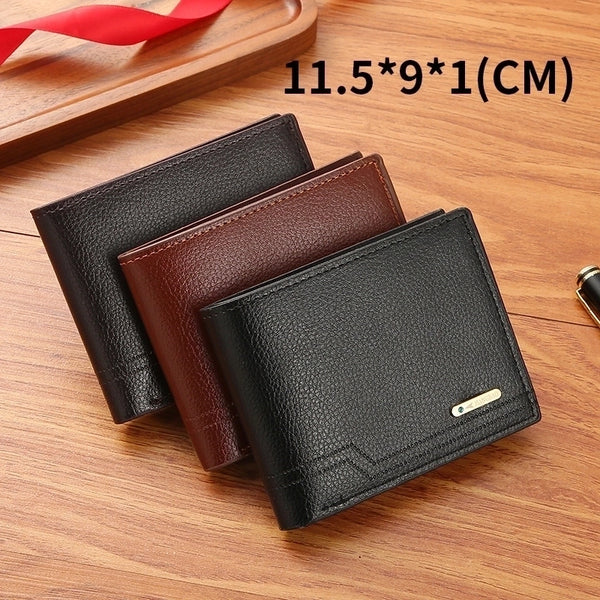 Men's Solid Color Pu Leather Open Wallets