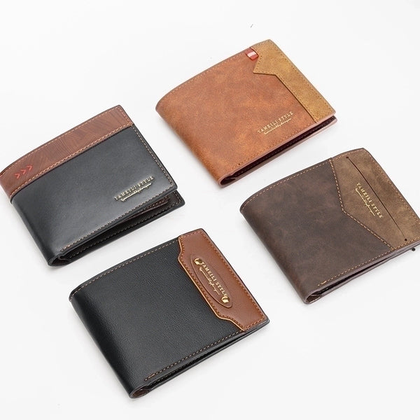 Men's Solid Color Pu Leather Open Wallets