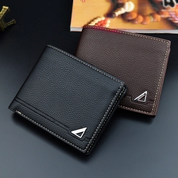 Men's Solid Color Pu Leather Open Wallets