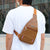 Men's Solid Color Pu Leather Zipper Crossbody Bag Fanny Pack