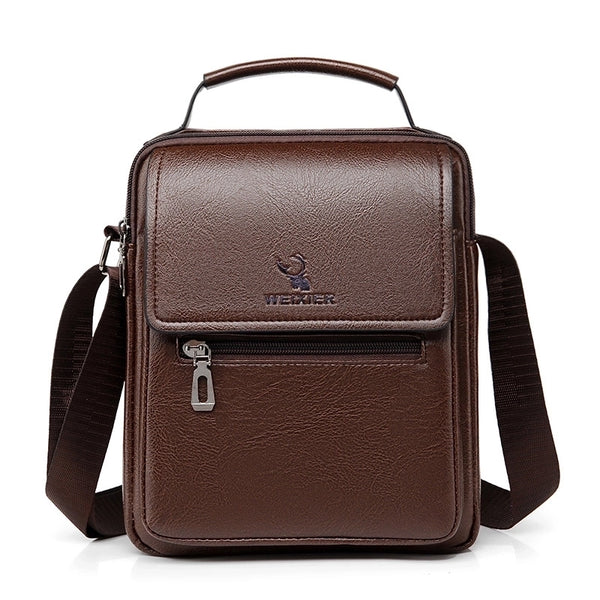 Men's Solid Color Pu Leather Zipper Crossbody Bag Men's Backpack