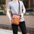 Men's Solid Color Pu Leather Zipper Handbag