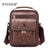 Men's Solid Color Pu Leather Zipper Shoulder Bag Crossbody Bag