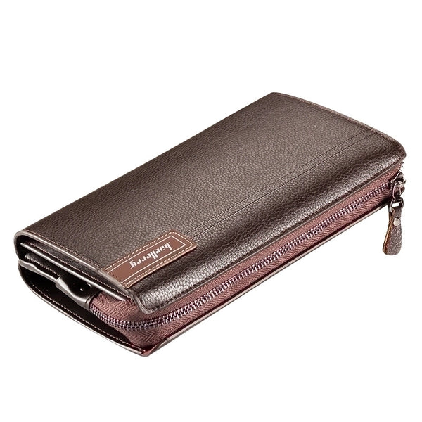 Men's Solid Color Pu Leather Zipper Wallets