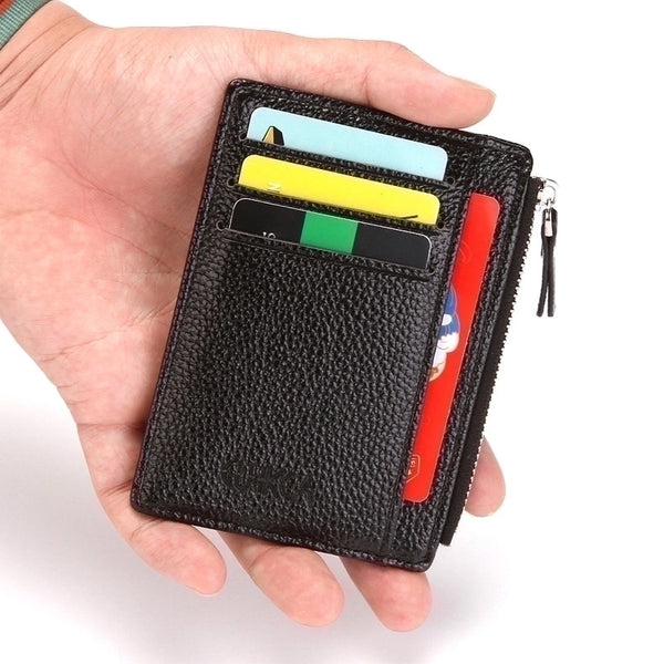 Men's Solid Color Pu Leather Zipper Wallets