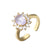 Micro-inlaid Zircon Oval Diamond Ring Candy Color Gemstone 18k Gold-plated Ring