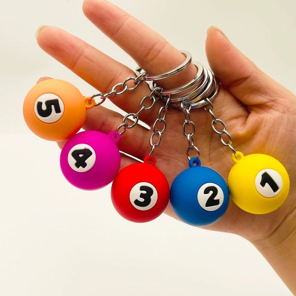 Modern Style Billiards Number PVC Unisex Bag Pendant Keychain