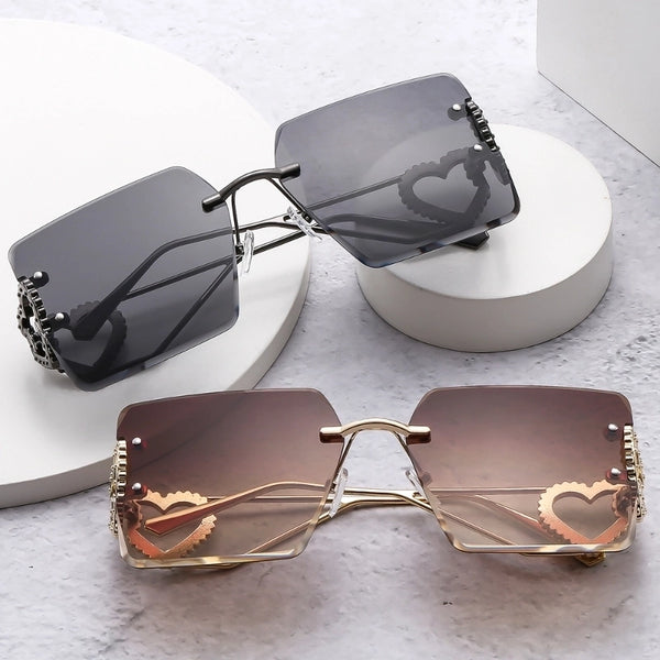 Modern Style Classic Style Heart Shape Pc Square Frameless Men's Sunglasses