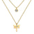 Modern Style Cross Four Leaf Clover Flower Stainless Steel Rhinestones Layered Necklaces