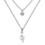 Modern Style Cross Four Leaf Clover Flower Stainless Steel Rhinestones Layered Necklaces