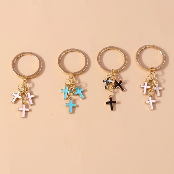 Modern Style Cross Zinc Alloy Bag Pendant Keychain