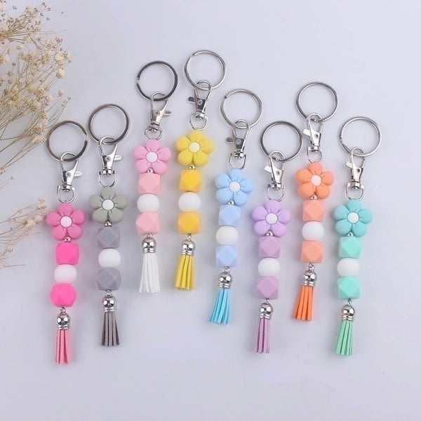 Modern Style Flower Alloy Silica Gel Women's Keychain