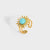 Modern Style Flower Stainless Steel Inlay Turquoise Open Rings