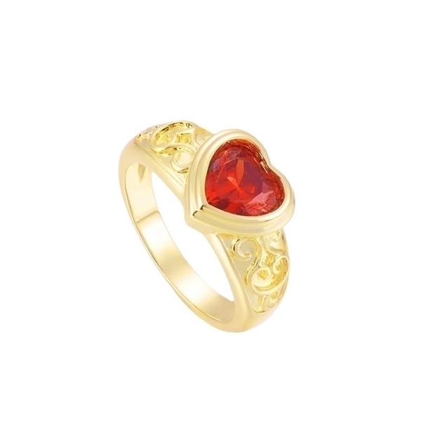 Modern Style Heart Shape Stainless Steel Plating Inlay Zircon 18k Gold Plated Rings