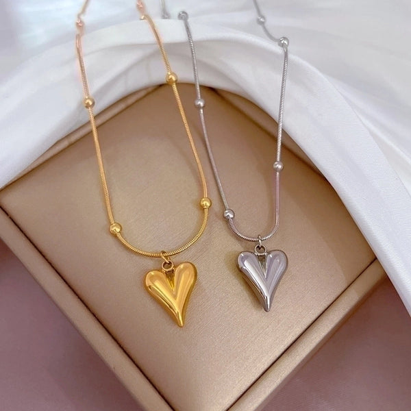 Modern Style Heart Shape Titanium Steel Plating Gold Plated Pendant Necklace