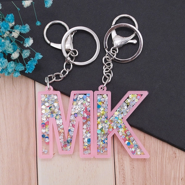 Modern Style Letter Arylic Sequin Women's Bag Pendant Keychain