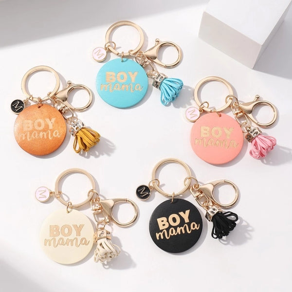 Modern Style Letter Tassel Wood Mother'S Day Unisex Keychain