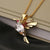 Modern Style Shiny Bird Copper 18k Gold Plated Zircon Pendant Necklace In Bulk