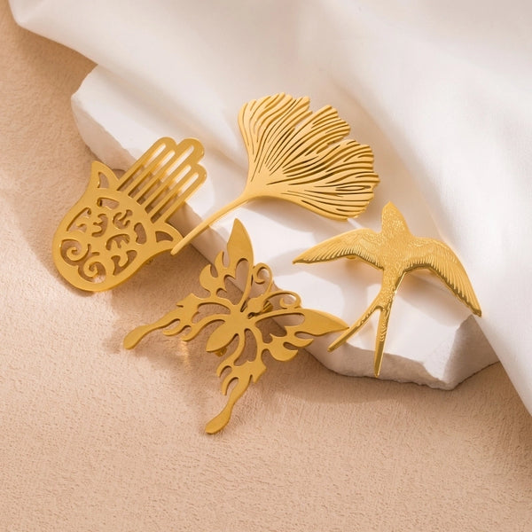 Modern Style Minimalist Butterfly Stainless Steel Hollow Out Women's Brooches