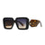 Modern Style Solid Color Leopard Pc Square Full Frame Women's Sunglasses