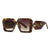 Modern Style Solid Color Leopard Pc Square Full Frame Women's Sunglasses