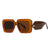 Modern Style Solid Color Leopard Pc Square Full Frame Women's Sunglasses