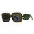 Modern Style Solid Color Leopard Pc Square Full Frame Women's Sunglasses