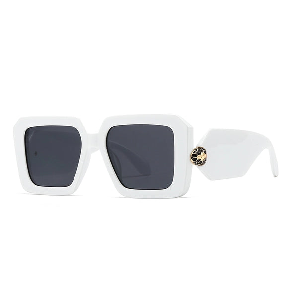 Modern Style Solid Color Leopard Pc Square Full Frame Women's Sunglasses