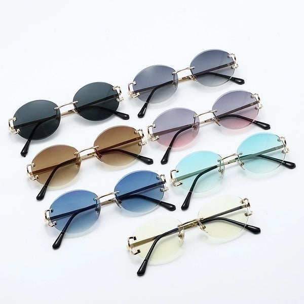 Modern Style Streetwear Round Pc Round Frame Frameless Women's Sunglasses