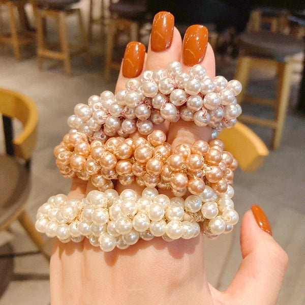 Mori Girl Style Small Fresh Style Handmade Beaded Pearl Headline  Korean Style Internet Celebrity Distinctive Hair Ring Bracelet Dual-purpose Headwear