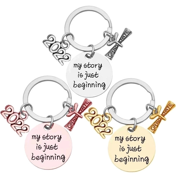 My Story Is Just Beginning Lettering 2022 Graduate Gift Stainless Steel Keychains