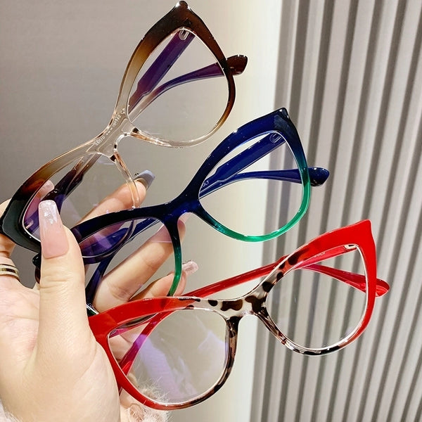 New Anti-blue Light Cat Eye Plain Glasses Irregular Gradient Color Personalized Glasses Frame Female