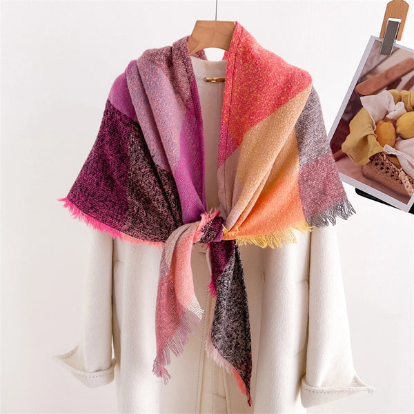 New Cashmere Color Plaid Warm Shawl Scarf Unisex Autumn And Winter Fashion Tassel Scarf