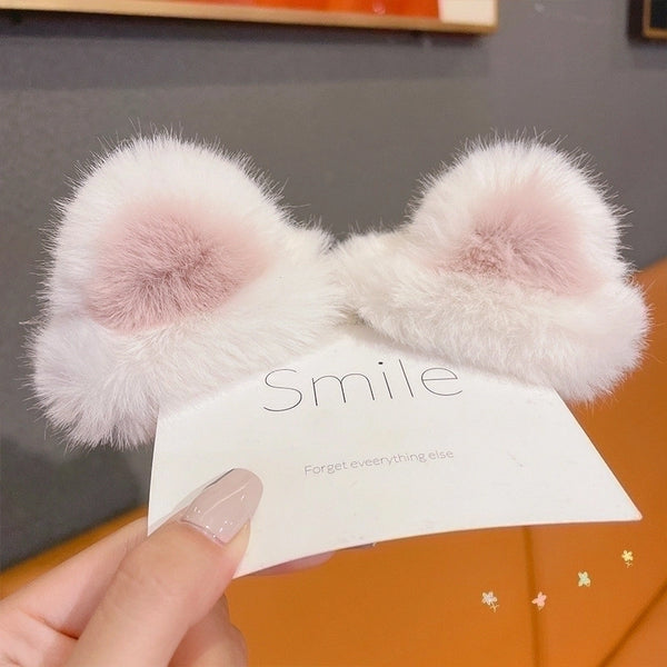 New Cat Ear Hairpin Imitation Fur Rabbit Fur Cute Top Clip Plush Hairpin