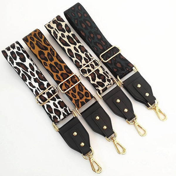 New Color Leopard Print Leather Wide Strap Adjustable Bag Strap