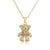 New Copper Micro-inlaid Zircon Cute Bear Pendant Golden Necklace Wholesale