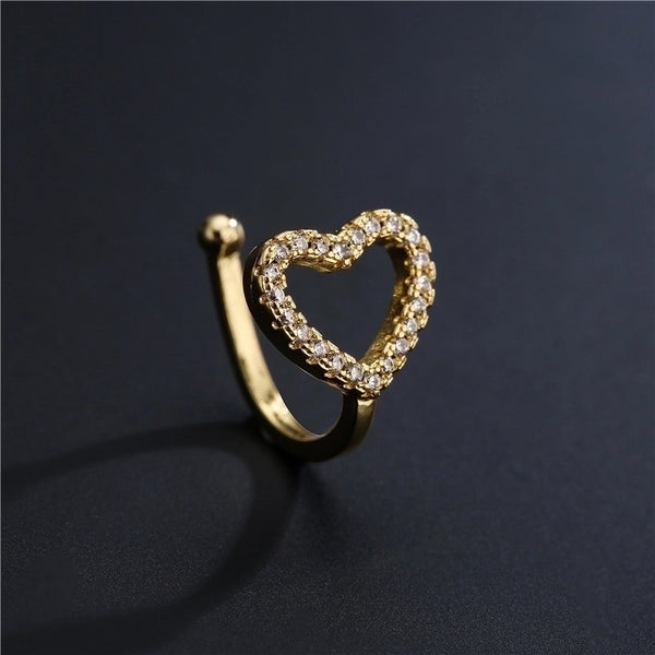 New Copper Micro-inlaid Zircon Hollow Heart Ear Clip