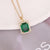 New Copper Micro-inlaid Zircon Square Emerald Pendant Necklace Ring Earrings