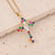 New Copper Micro-set Zircon 18k Gold Cross Pendant Necklace