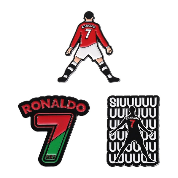 New Creative Cartoon Football Superstar Character Jersey Number Modeling Alloy Paint Denim Wear Shoes And Hats Bag Brooch Badge