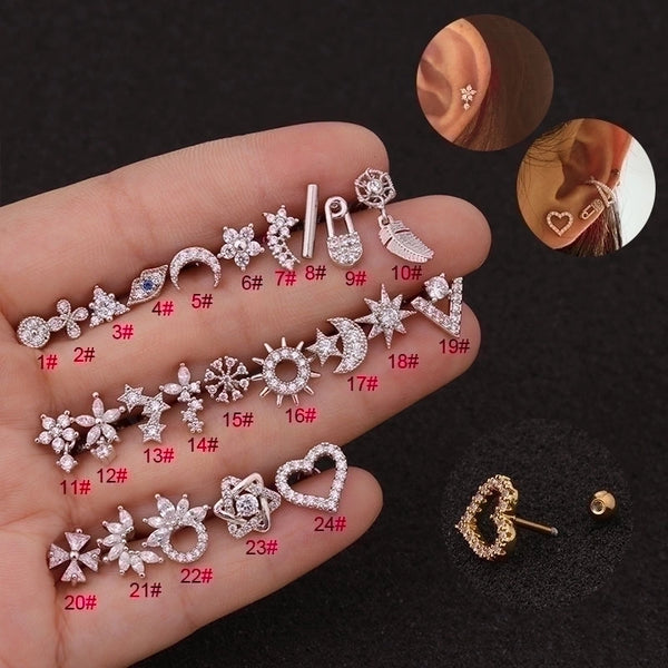 New Creative Flower Ear Studs Stainless Steel Screw Earrings