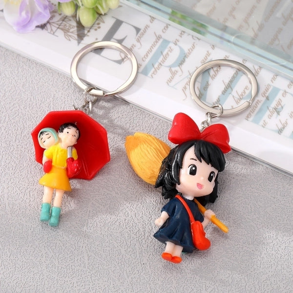 New Cute Broom Cartoon Little Girl Doll Resin Keychain Pendant