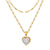 New Double-layer Inlaid Crystal Love Heart Pendant Necklace For Ladies Wild