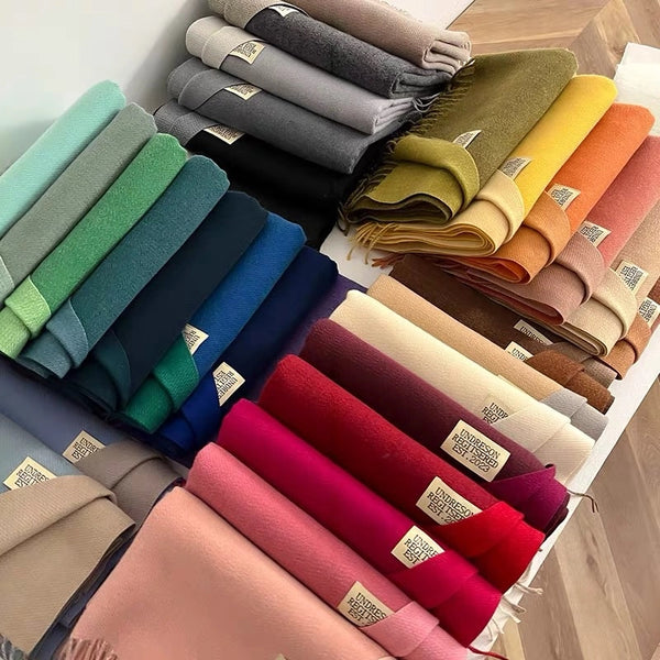 New Double-sided Solid Color Cashmere Scarf Women's Autumn And Winter Thickened Warm Scarf Shawl In Stock