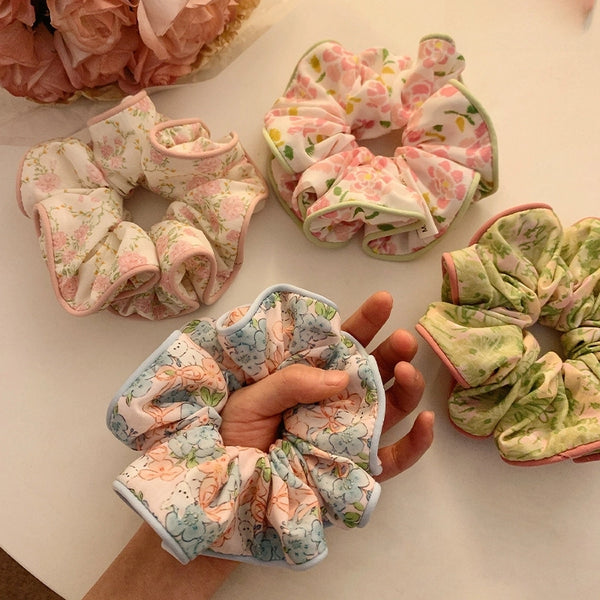 New Fabric Floral Colony Hair Ring Sweet Girl Hair Accessories Colon Ring Hair Rope Hair Rope Ring Small Fresh Headwear