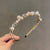 New Fashion Alloy Rhinestone Pearl Thin Headband