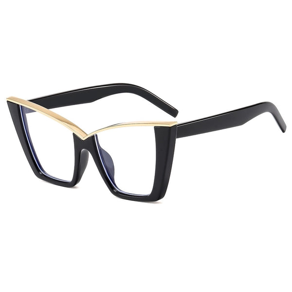 New Fashion Retro Triangle Cat Eye Plain Glasses  Internet Celebrity  Plain Street Shot Anti-Blue Light Spectacle Frame