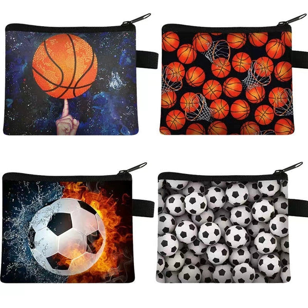 New Football Children's Coin Purse Student Portable Card Bag Coin Key Storage Bag Polyester Clutch Bag For Hair