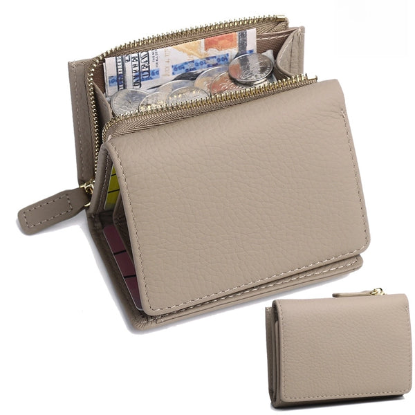 New Genuine Leather Wallet Women's Short Japanese Style Wallet Zipper Small Wallet Card Holder Multi-card Small Coin Purse